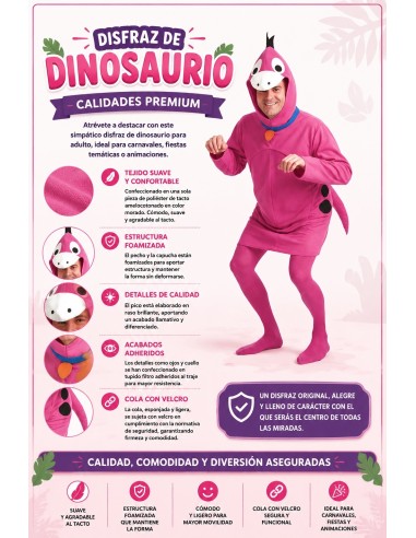 Fato de Dinossauro Tamanho L | Disfarces para Adultos O Rei do Carnaval